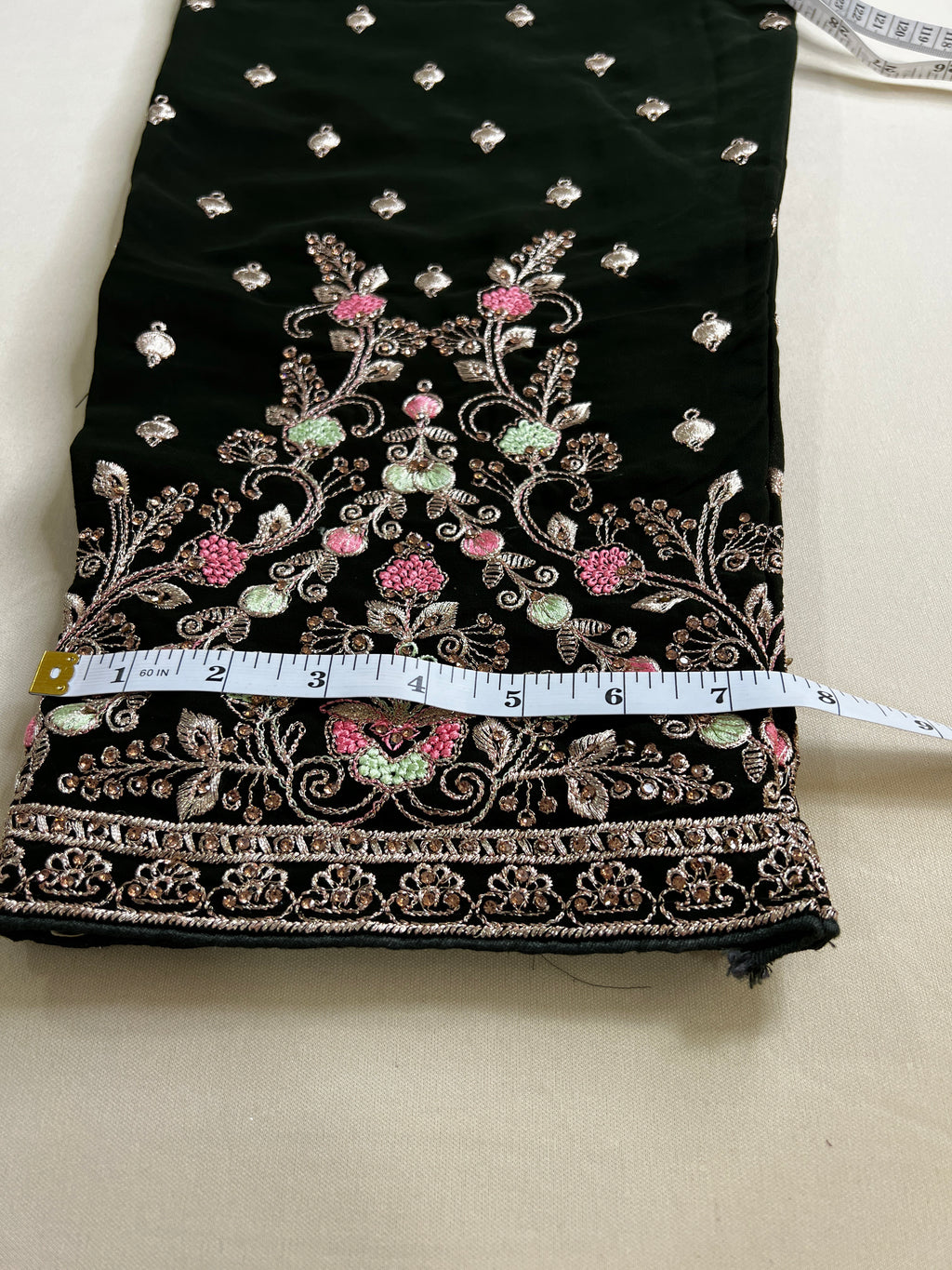 Dark Green Embroidered Straight Pants Suit